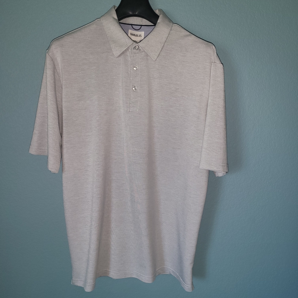 Charles St Long Light Heather Gray Polo Shirt XL